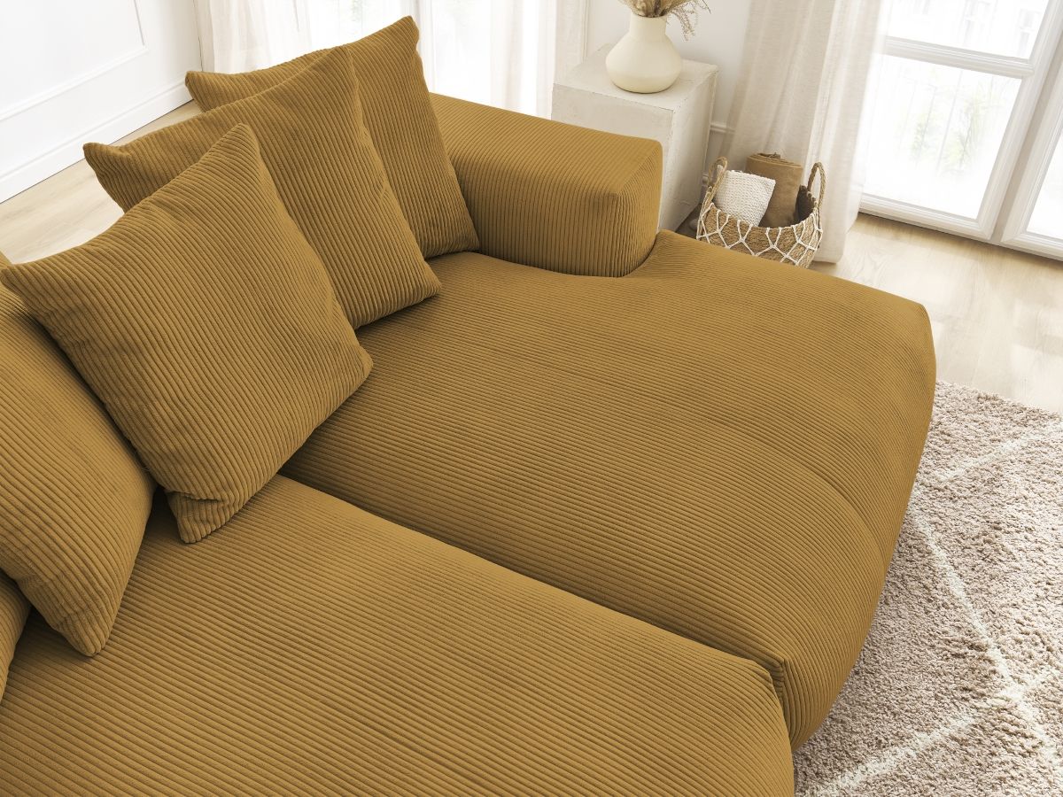 Bobochic Voltaire Sofa 4-Sitzer 248 × 170 cm Cordsamt Gelb