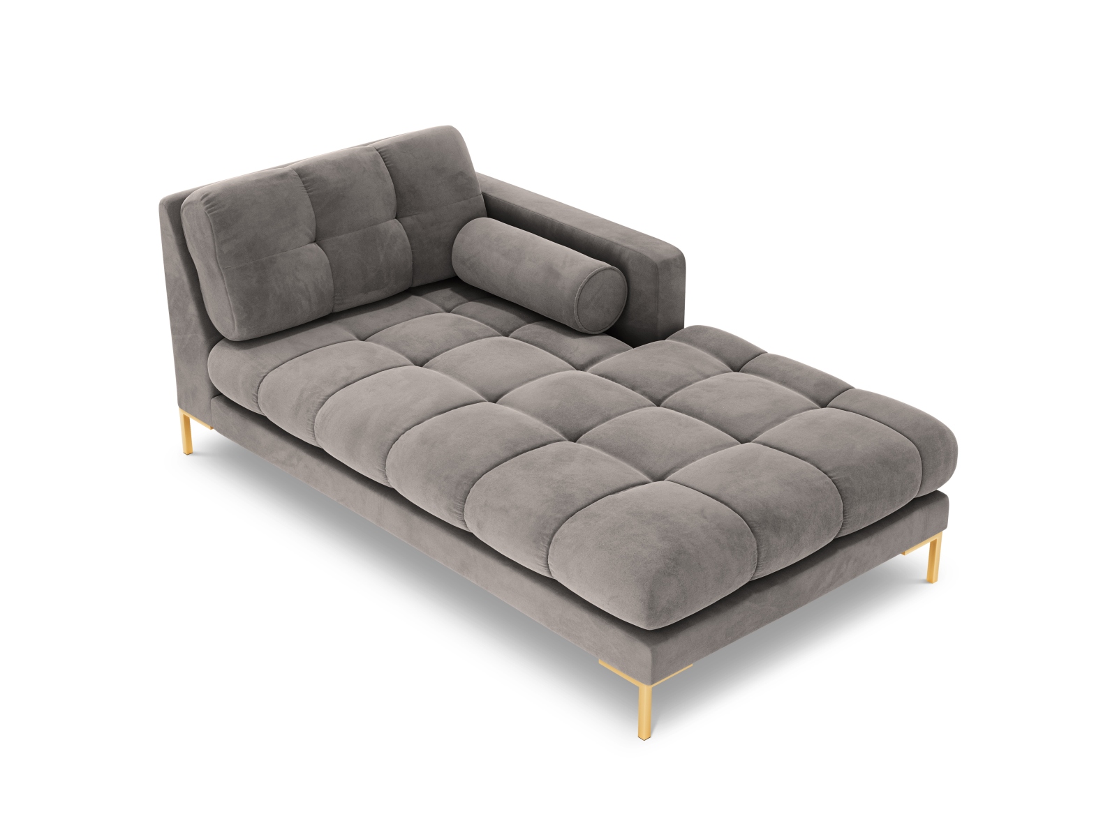 Cosmopolitan Design Chaiselongue Bali Samt Bluvel Hellgrau Rechts Beine Gold