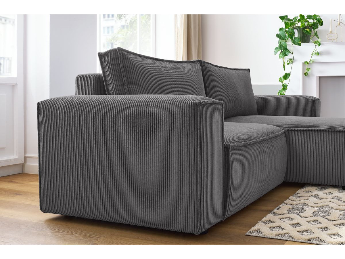 Bobochic Nihad Ecksofa Cordsamt Dunkelgrau Ecke rechts