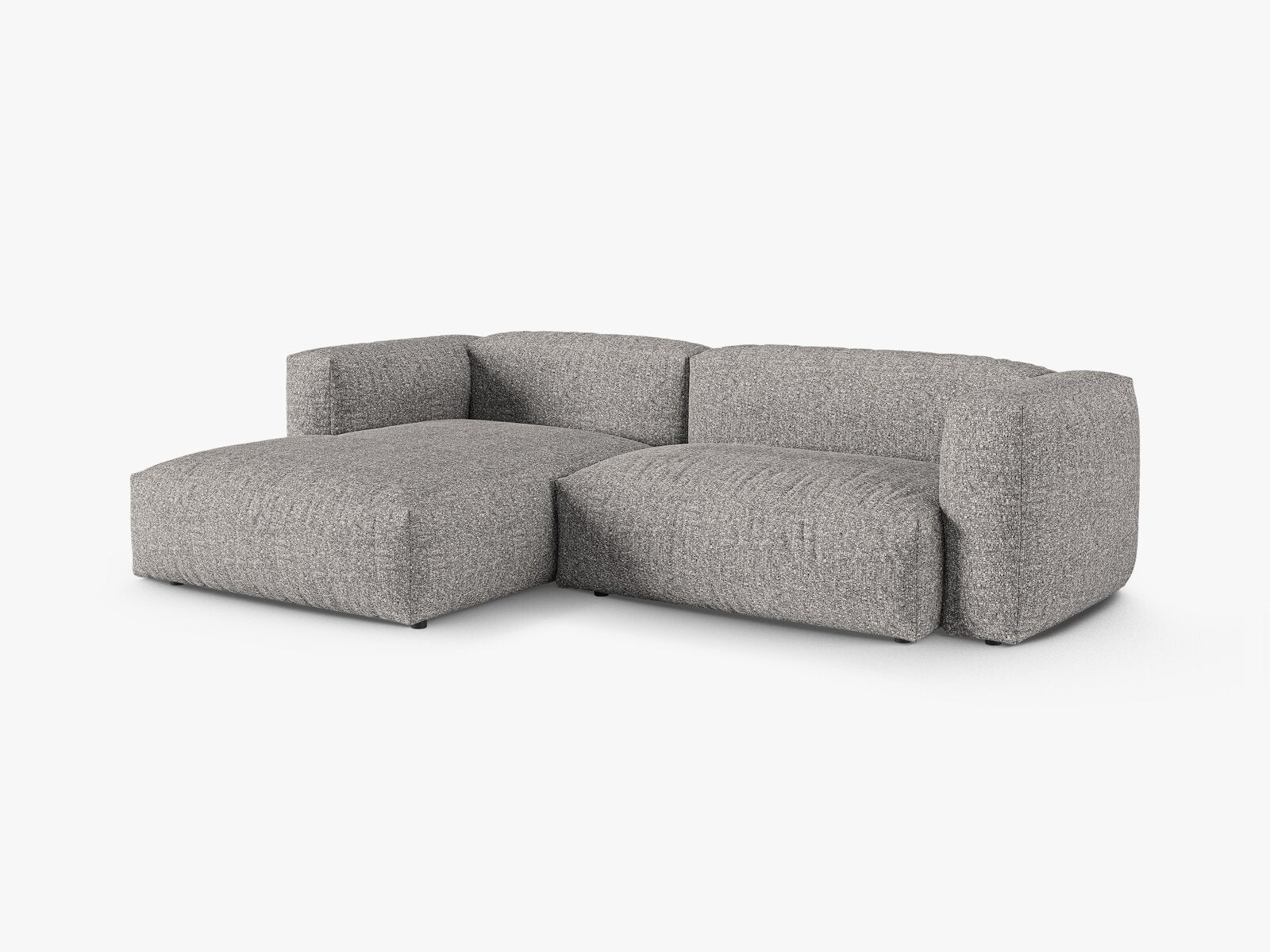 Micadoni Ecksofa Martina 2-Sitzer 90cm Sitztiefe Links Boucle Monet Graphit