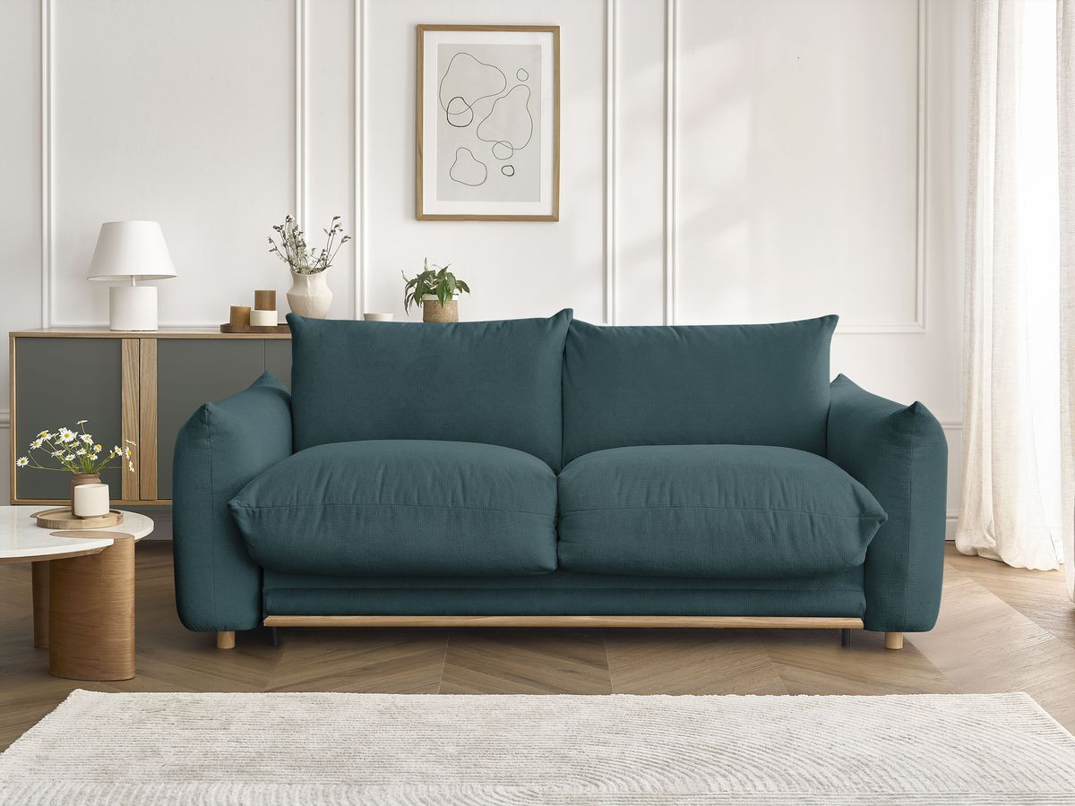 Bobochic Ernest Schlafsofa 3-Sitzer, Liegefläche 190 × 140 / 160 cm Stoff Dunkelblau, Liegefläche 160 × 190 cm
