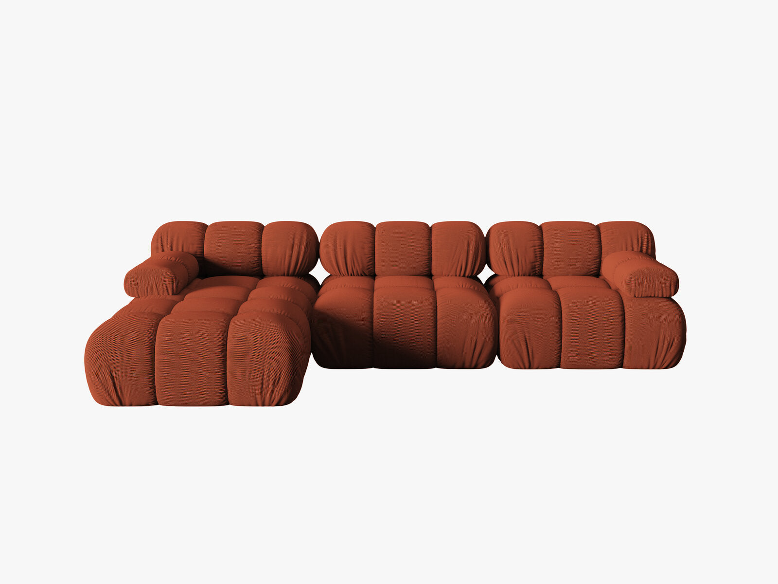 Micadoni Modulares Ecksofa Bellis 4-Sitzer Links 3D-Stoff Sonic Ziegel