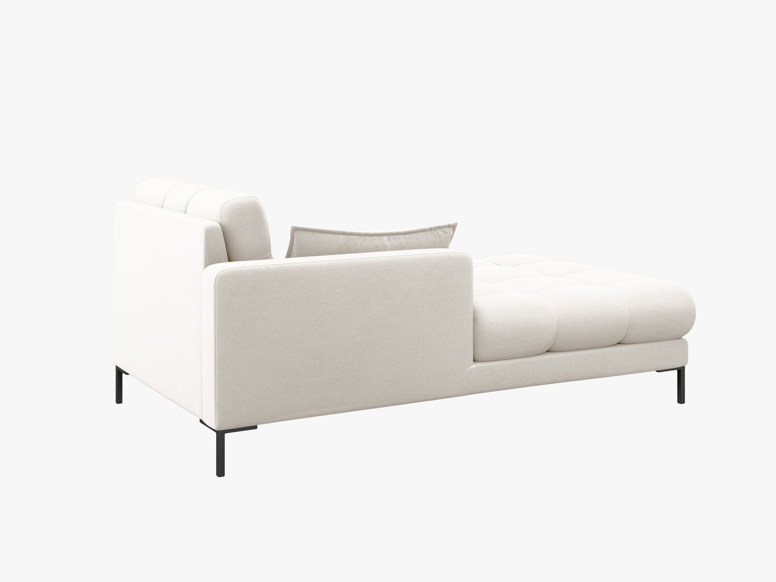 Micadoni Recamiere Mamaia 1-Sitzer Links Strukturierter Stoff Neve Helles Beige schwarze Beine