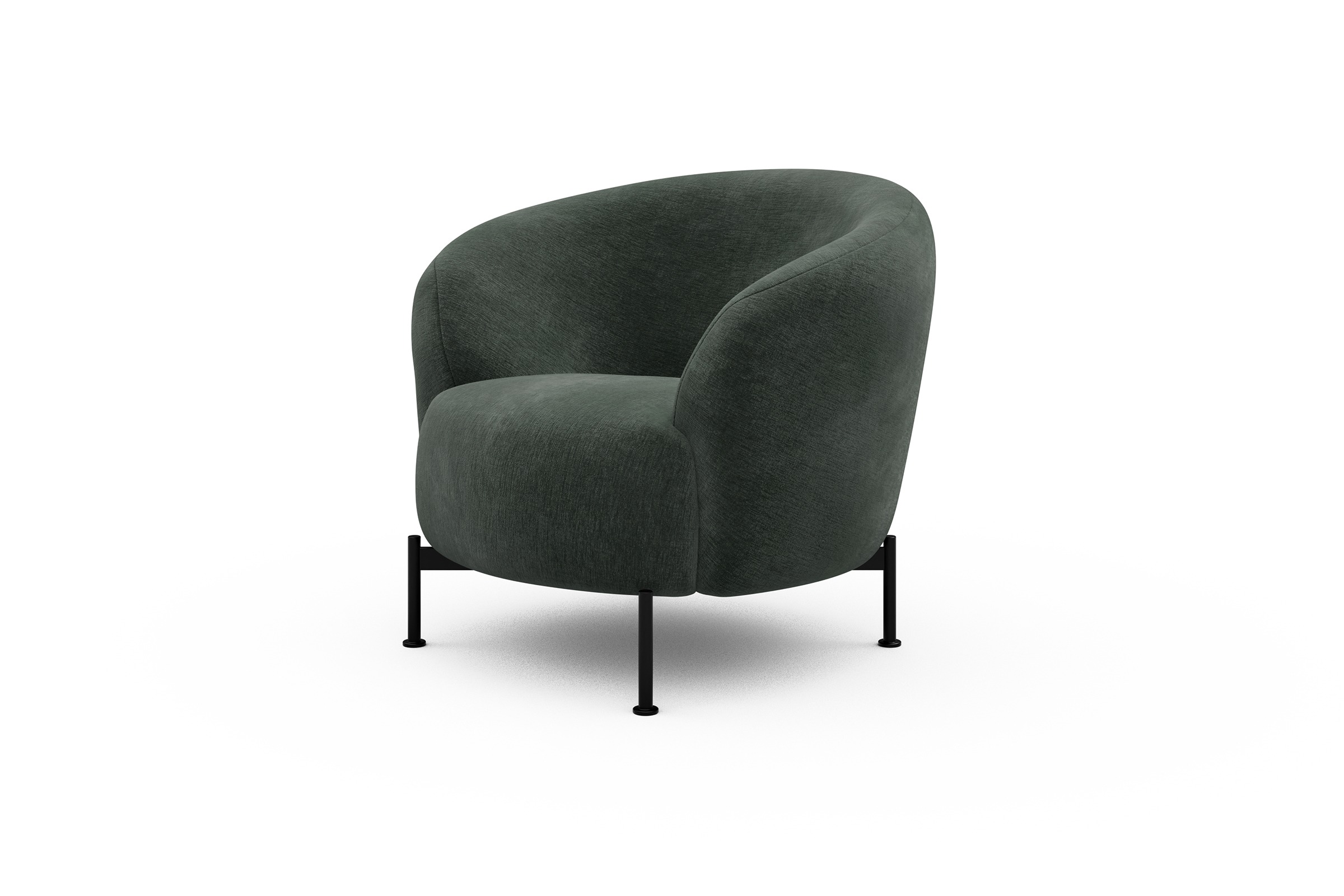 Sessel Ronda X-Metallgestell Schwarz Smooth-Laurel-Green