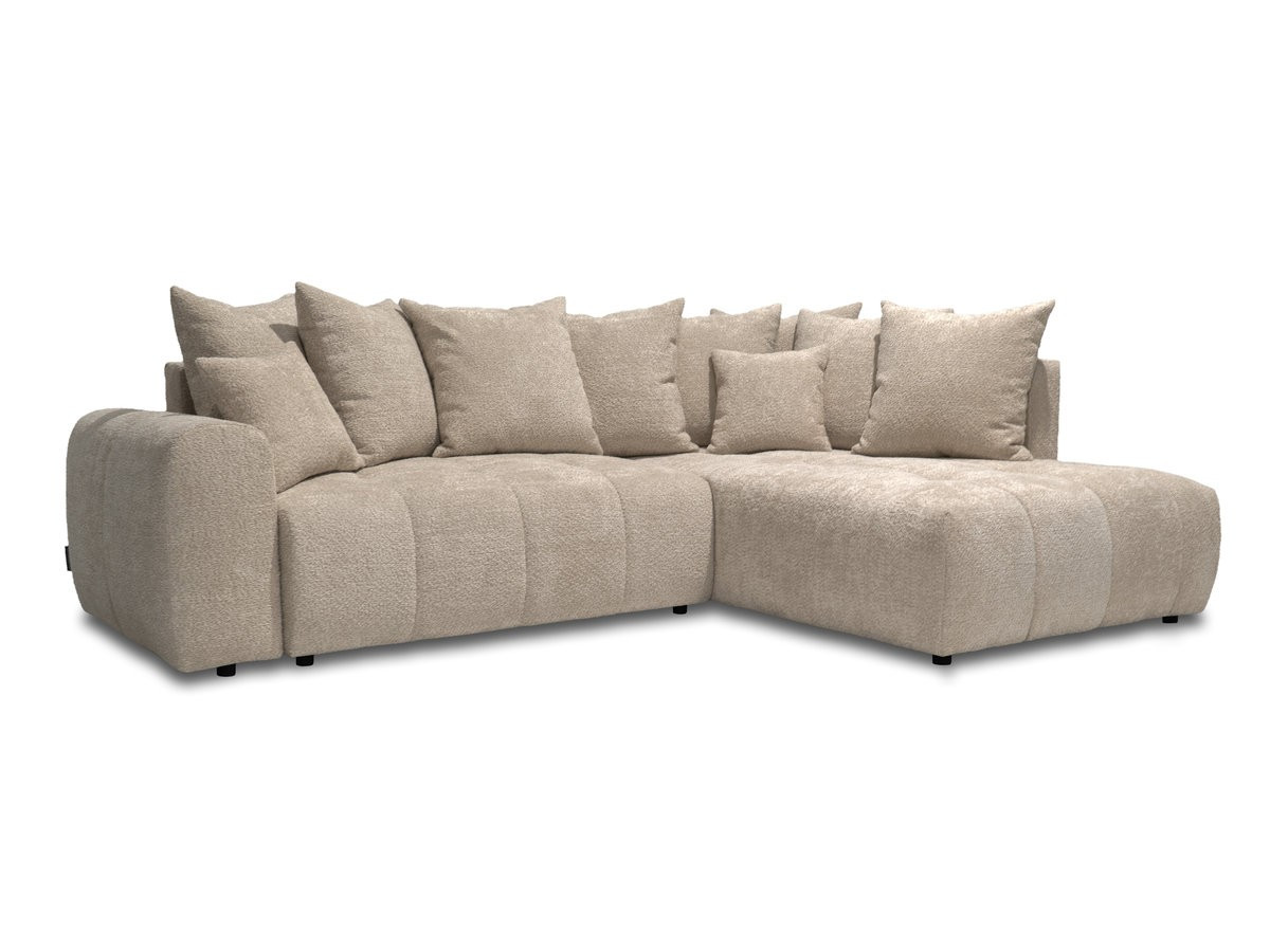 Bobochic Roxelane Ecksofa mit Schlaffunktion und Bettkasten Bouclé-Stoff Beige Ecke rechts