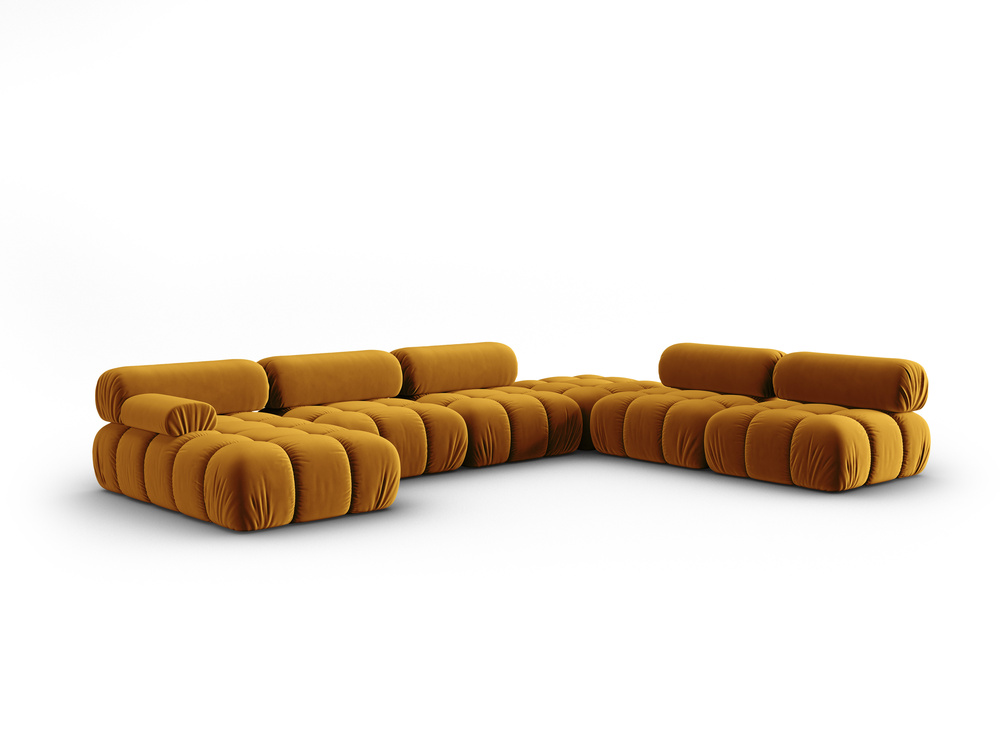 Cosmopolitan Design Modulares Panoramasofa Cortina 7-Sitzer Samt Bluvel Gelb Rechts
