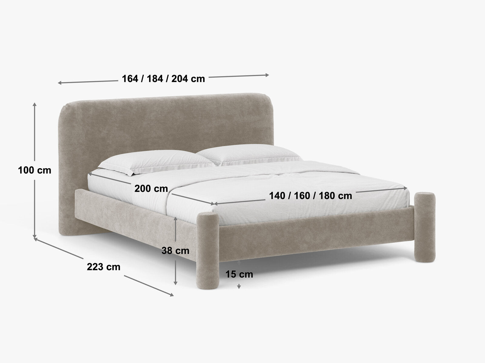 Micadoni Vera Bett mit Kopfteil Chenille SILENCIO Braun 160x200