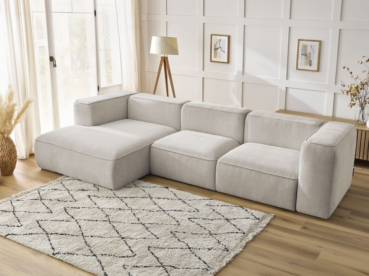 Bobochic Zephyr Ecksofa 349 × 165 cm Strukturstoff Beige Ecke links