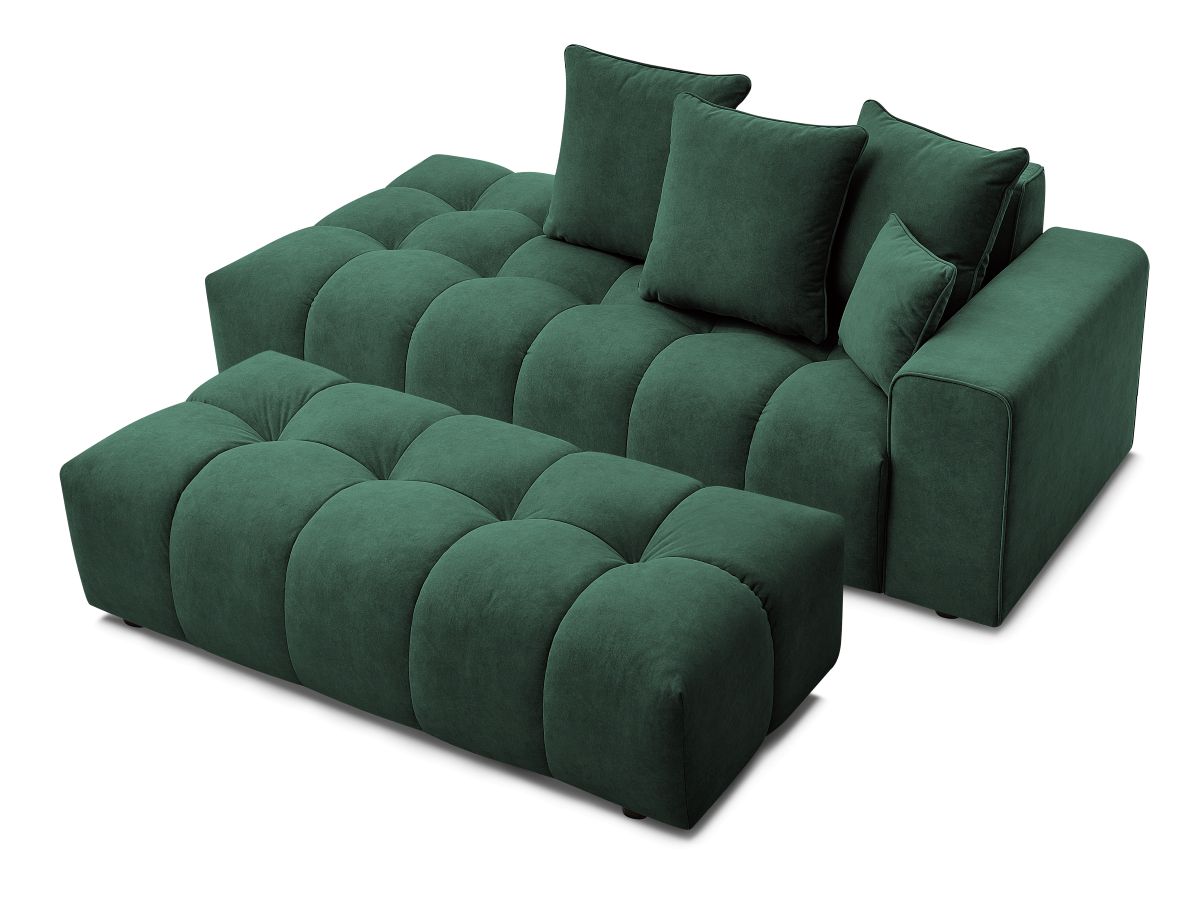 Bobochic Mont-blanc Sofa 5-Sitzer mit Pouf Samt Grün Armlehne rechts