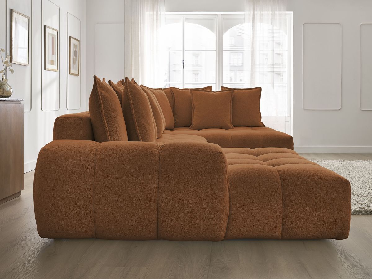Bobochic Everest Wohnlandschaft, 14 Kissen Melange-Stoff Orange Ecke links