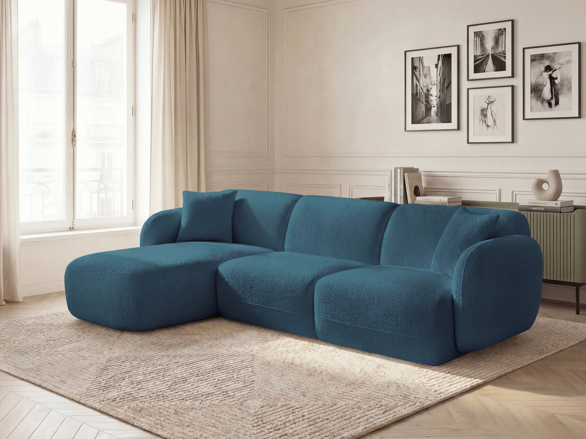 Bobochic Anda Ecksofa 292 × 163 cm Chenille Hellblau Ecke links