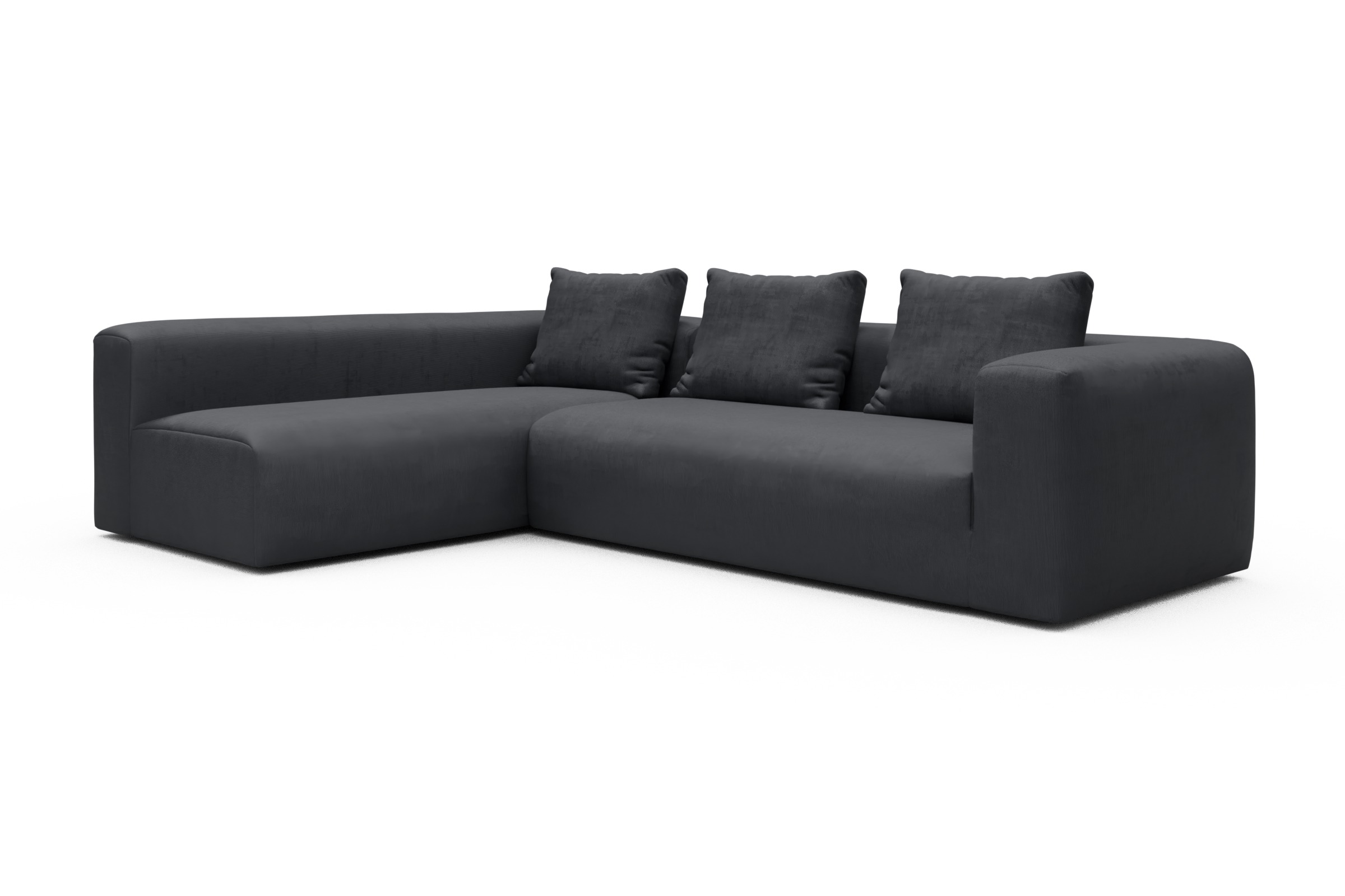Ecksofa Fred 2x 2,5-Sitzer links offen Cordufine-Slate-Grey