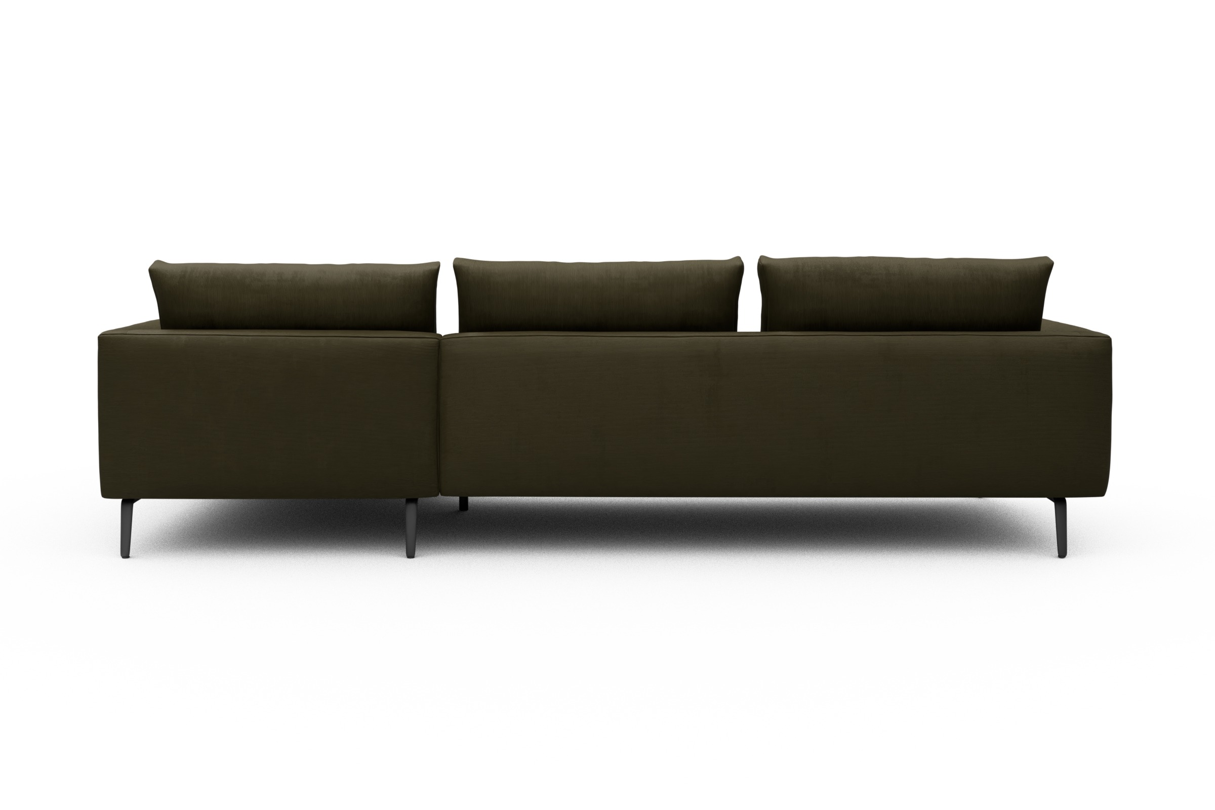 Ecksofa Karl Chaiselongue rechts mit 2,5-Sitzer Cordufine-Pine-Green