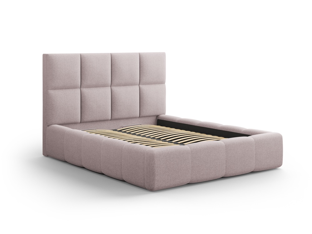 Cosmopolitan Design Stauraumbett mit Kopfteil Livigno 160x200 Strukturierter Stoff Solid Rosa