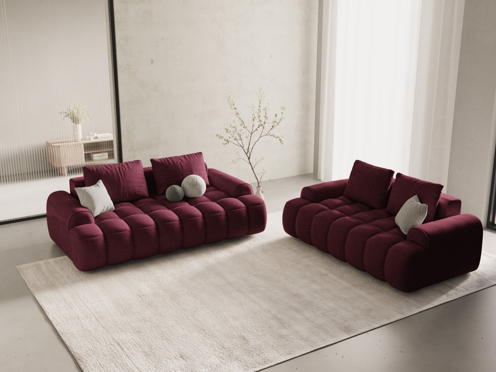 Cosmopolitan Design Sofa Linz 2-Sitzer Strukturierter Stoff Sorella Burgundfarben
