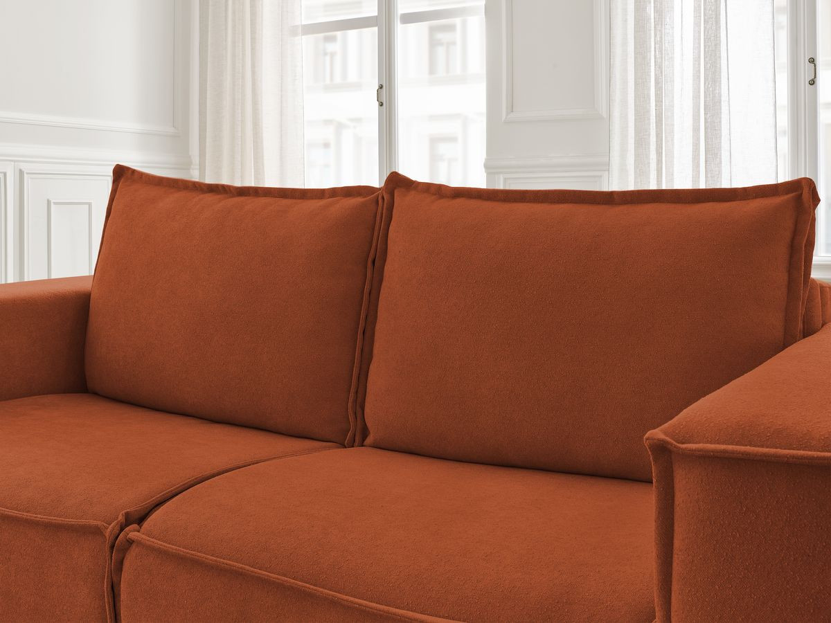 Bobochic Chelsea Schlafsofa 3-Sitzer Strukturstoff Orange, Liegefläche 140 × 200 cm