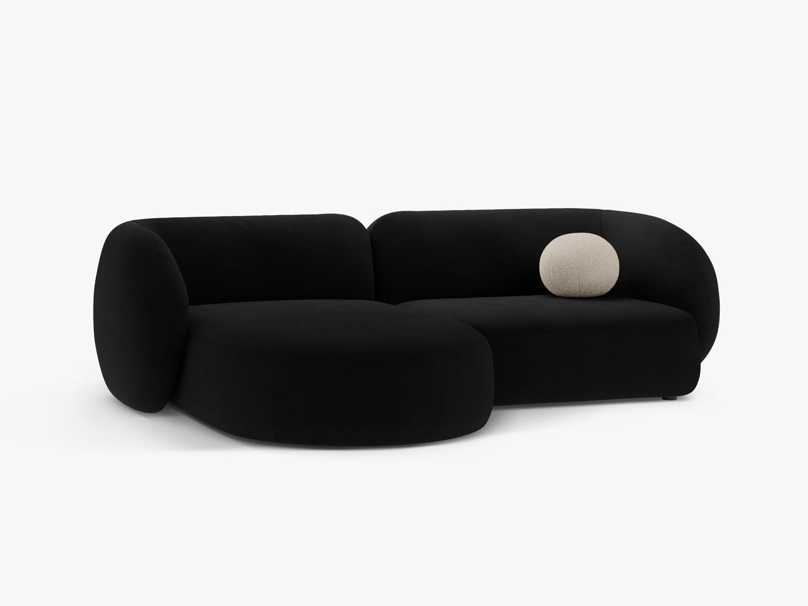 Micadoni Ecksofa Kate 2-Sitzer Links Samt Salvador Schwarz