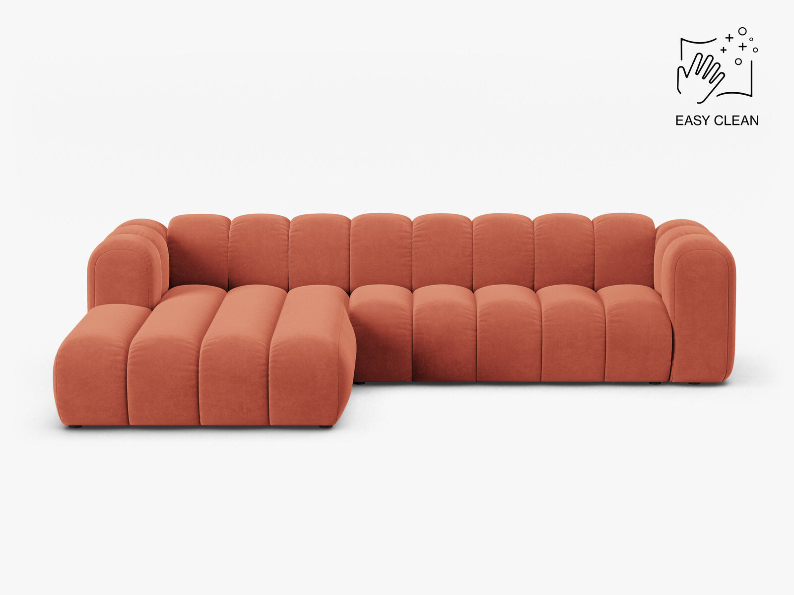 Micadoni Modulares Ecksofa Lupine 4-Sitzer Links Samt Venus Koralle
