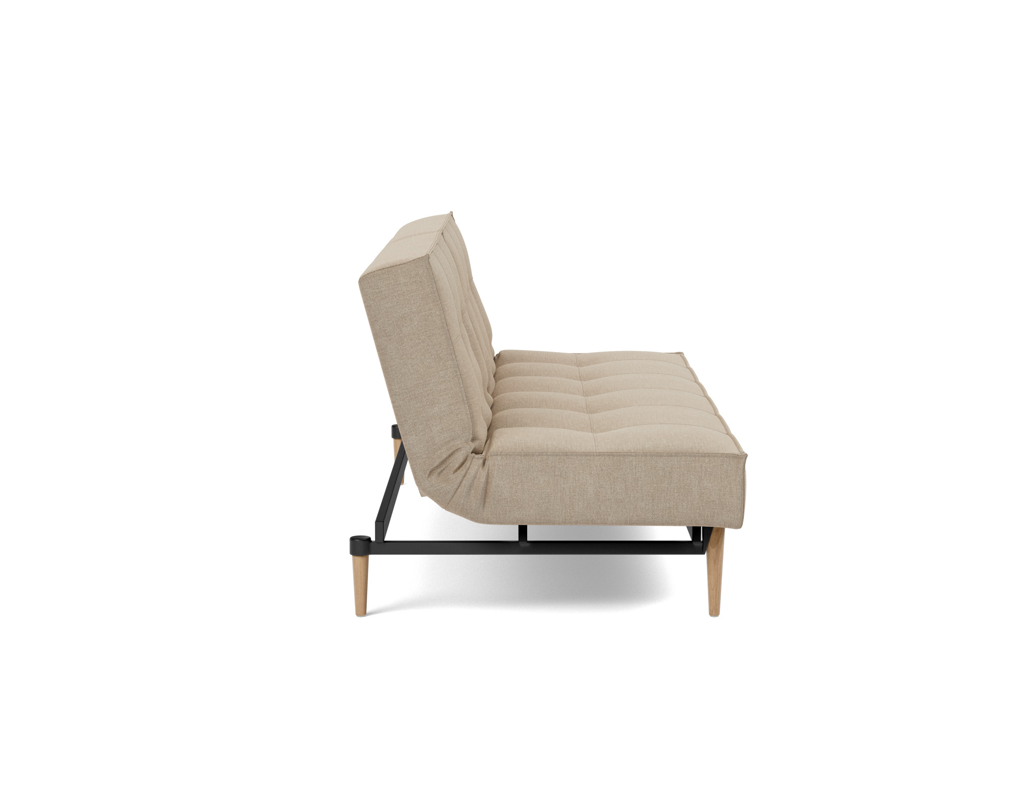Schlafsofa Splitback Flachgewebe Phobos 587-Mocha Beine Styletto Eiche hell