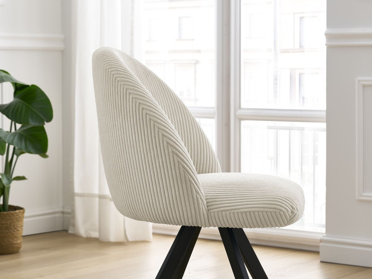 Bobochic Lalie Esszimmerstuhl mit Sternfuß Cordsamt Beige