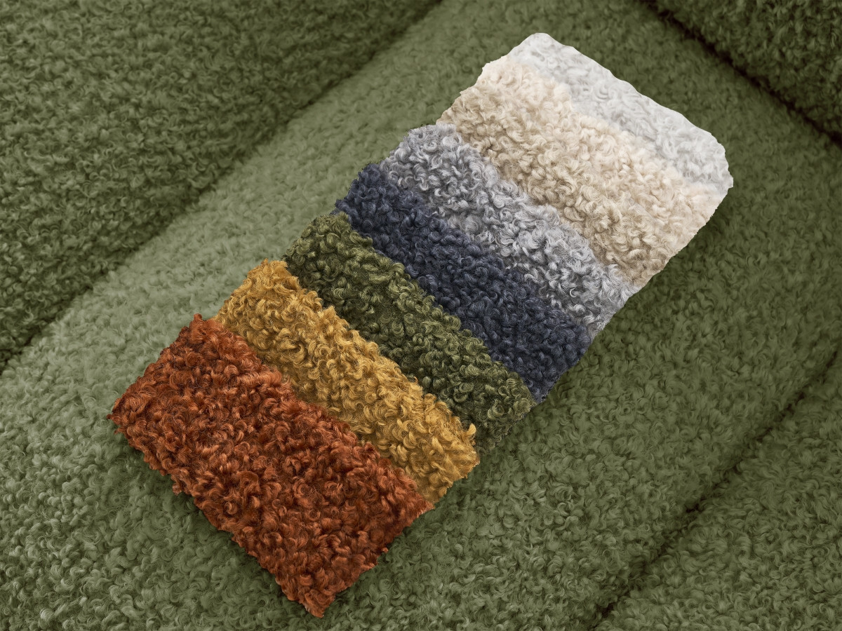 Bobochic Hippolyte Sofa 3-Sitzer Bouclé-Stoff Grün