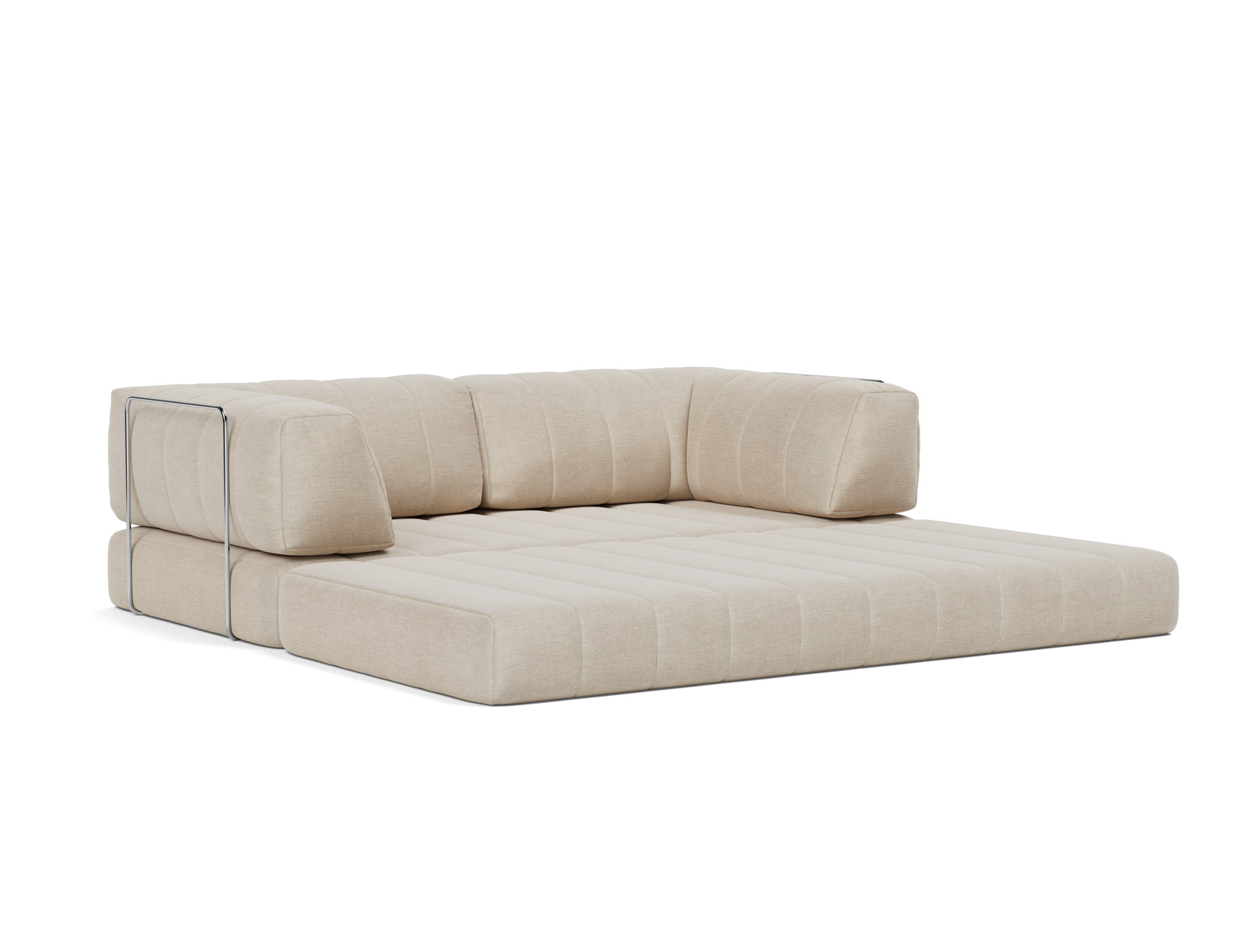 Schlafsofa CozyPad mit Armlehnen Flachgewebe Phobos 586-Latte