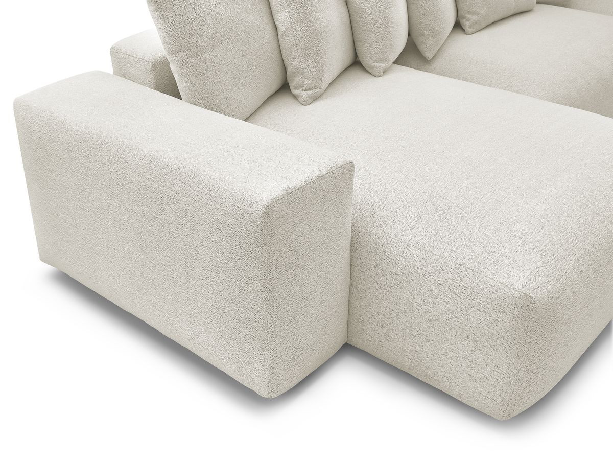 Bobochic Voltaire Wohnlandschaft mit Pouf 420 × 174 cm, Liegefläche 135 × 345 cm Melange-Stoff Weiß