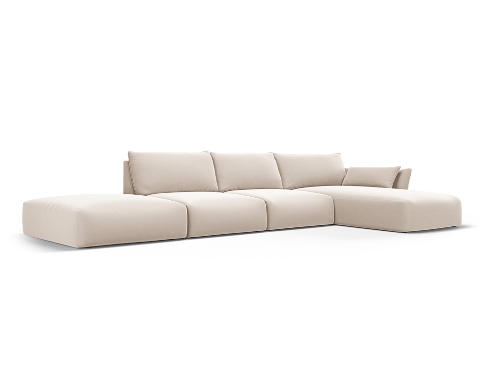 Cosmopolitan Design Ecksofa Matera 5-Sitzer offen Samt Salvador Beige Rechts
