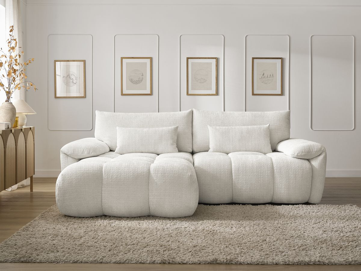 Bobochic Ivane Ecksofa Strukturstoff Weiß Ecke links