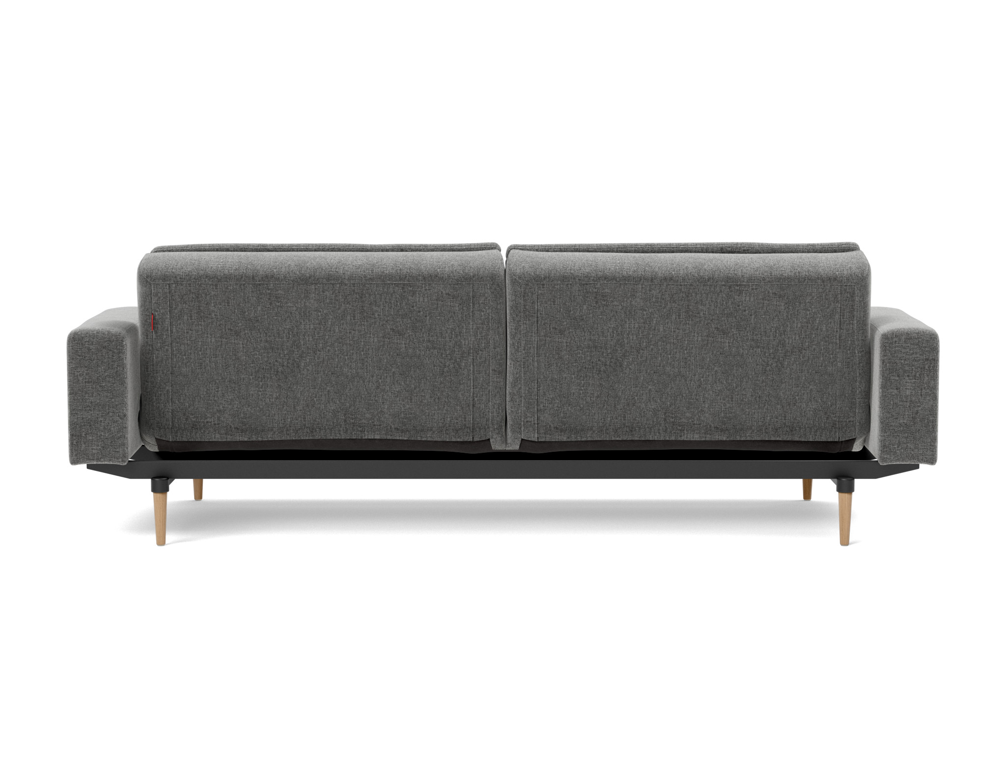 Schlafsofa Dublexo mit Armlehnen Strukturierter Stoff Twist 563-Charcoal Beine Styletto Eiche hell