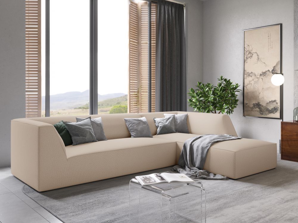 Cosmopolitan Design Ecksofa Siena 4-Sitzer Strukturierter Stoff Ottawa Beige Rechts