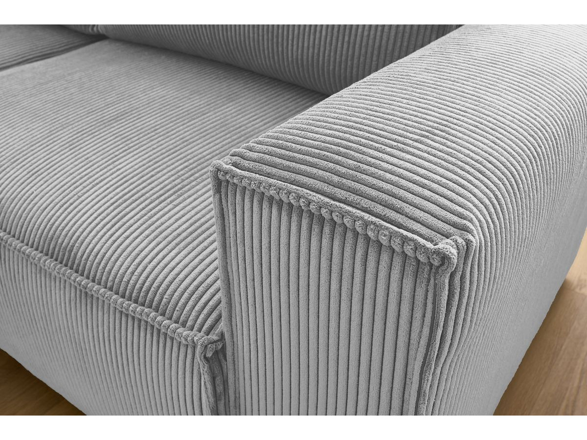 Bobochic Nihad Ecksofa Cordsamt Hellgrau Ecke links