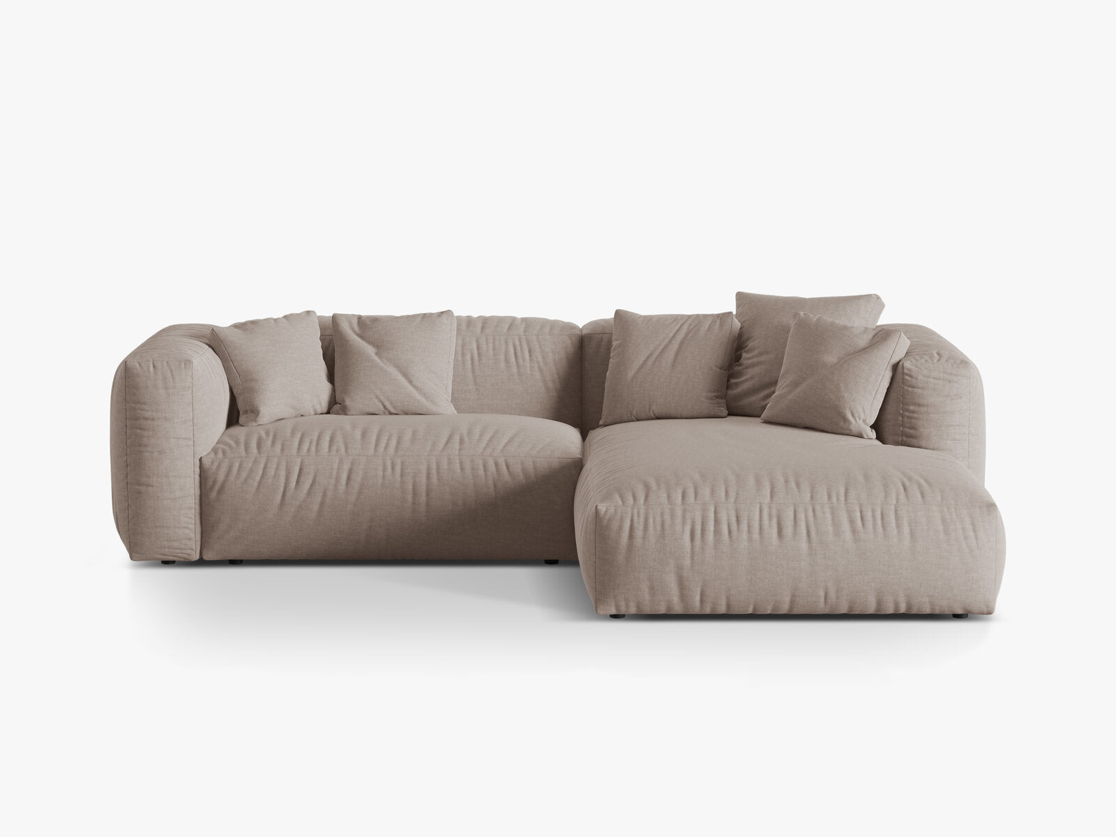 Micadoni Ecksofa Martina 2-Sitzer Rechts Strukturierter Stoff Boston Dunkelbeige