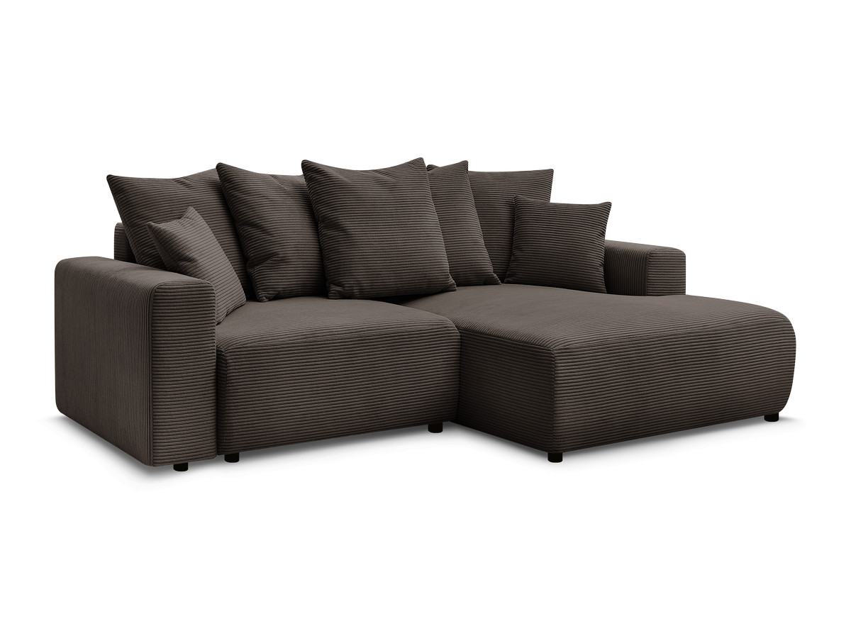 Bobochic Atilla Ecksofa mit Schlaffunktion und Bettkasten Cordsamt Taupe Ecke rechts