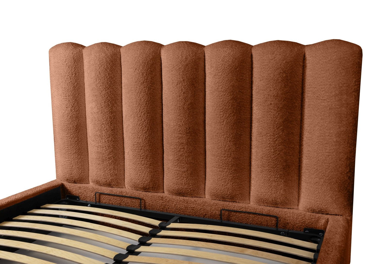 Polsterbett Laro Boucle 180x200 mit Metallrahmen Euphoria 09 Deep Terra