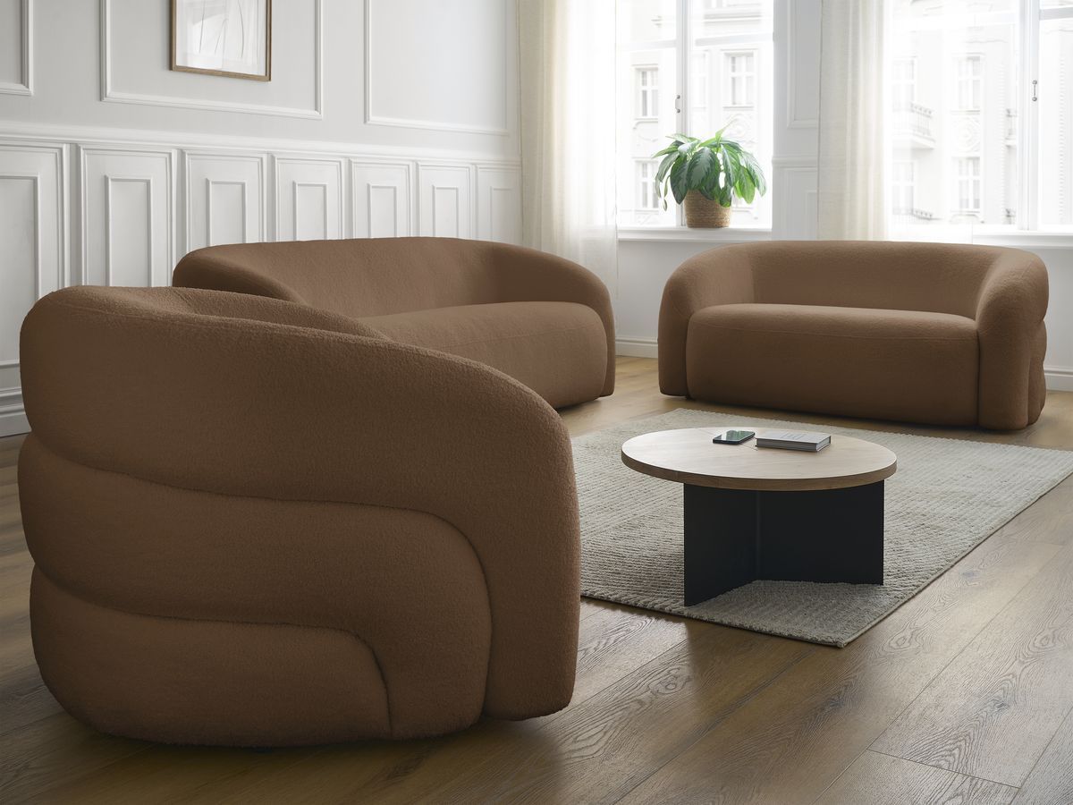 Bobochic Elina Sofa 6-Sitzer Bouclé-Stoff Braun
