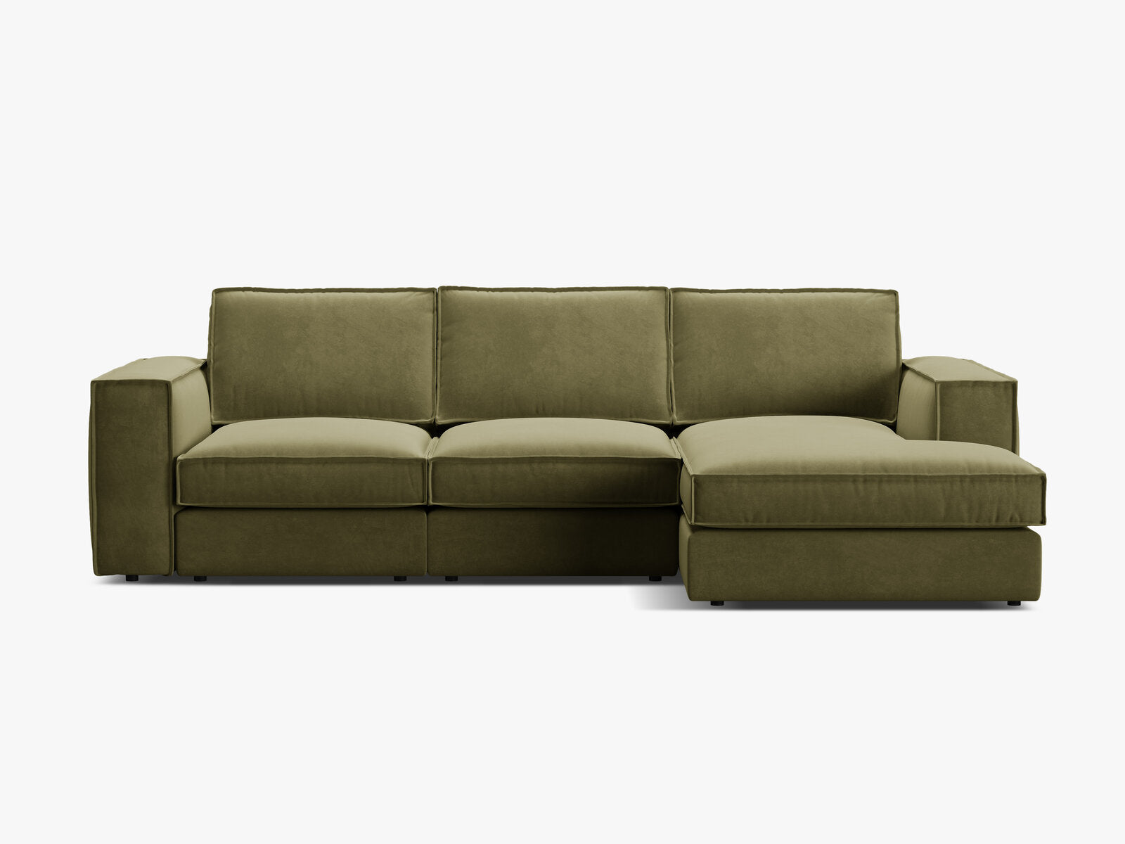 Micadoni modulares Ecksofa Pola 3-Sitzer Rechts Samt Salvador Grün