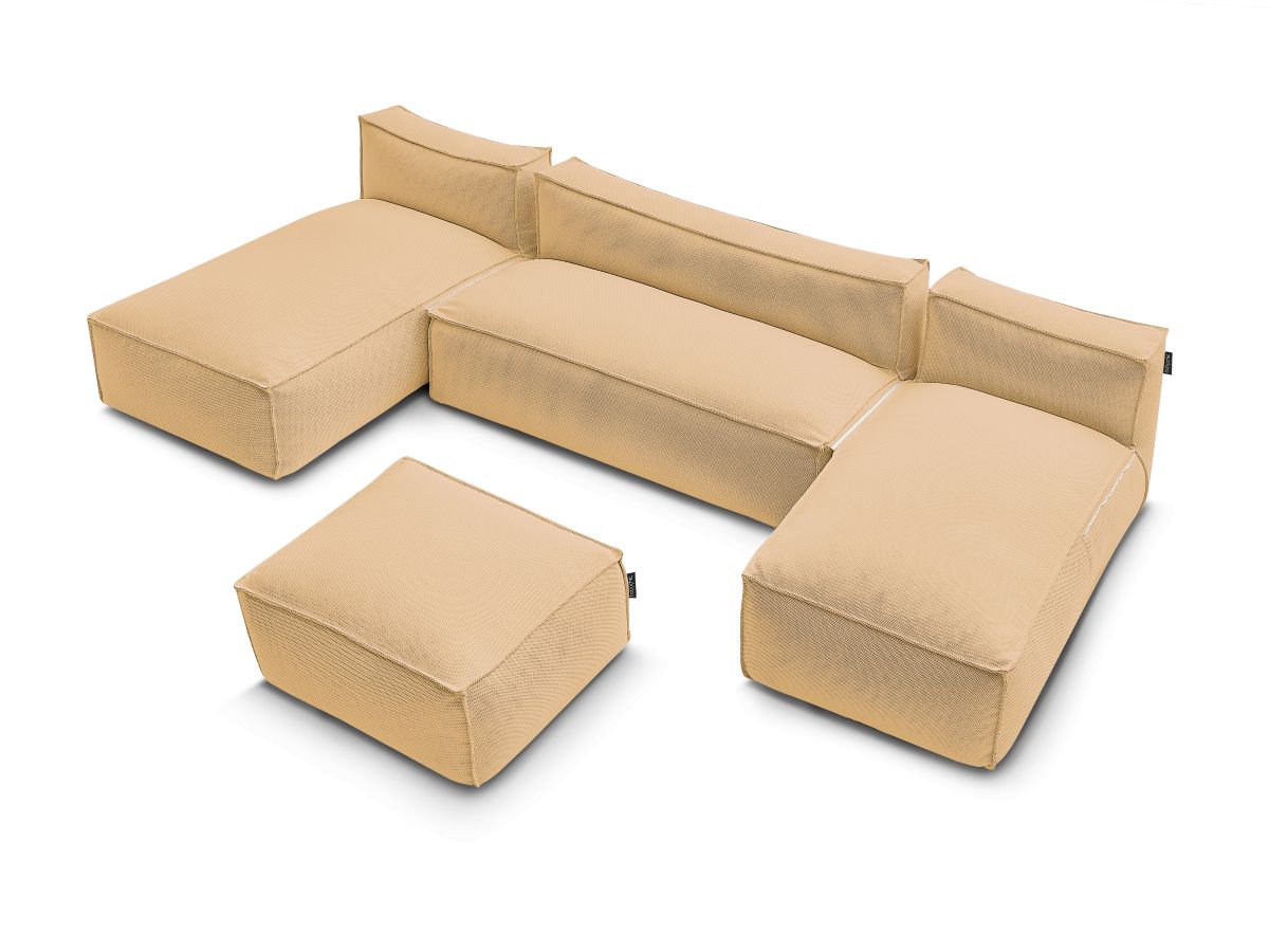 Bobochic Biarritz Gartensofa 4-Sitzer mit Pouf 332 × 168 cm Melange-Stoff Orange