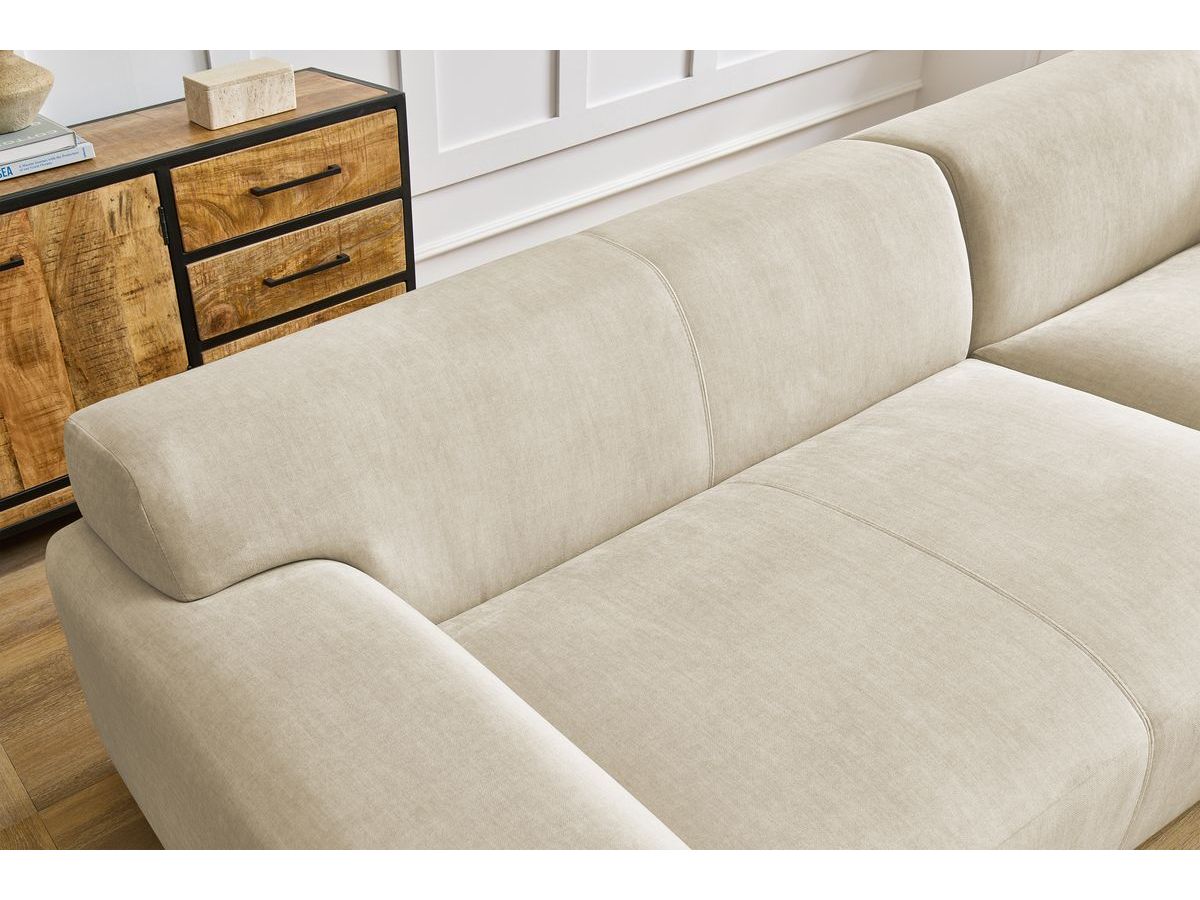 Bobochic Lavena Ecksofa 272 × 220 cm Samt Beige Ecke rechts
