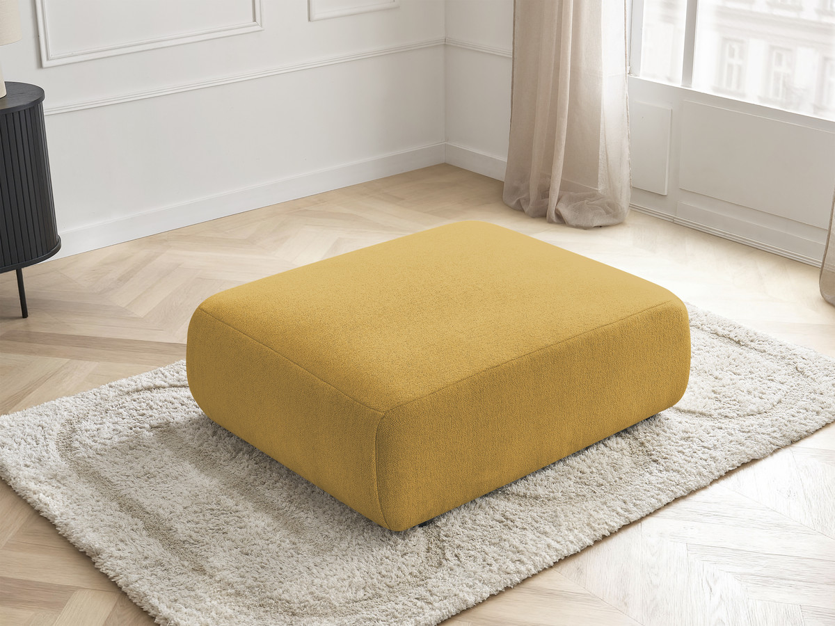 Bobochic Jana Pouf 94 × 114 cm Melange-Stoff Gelb