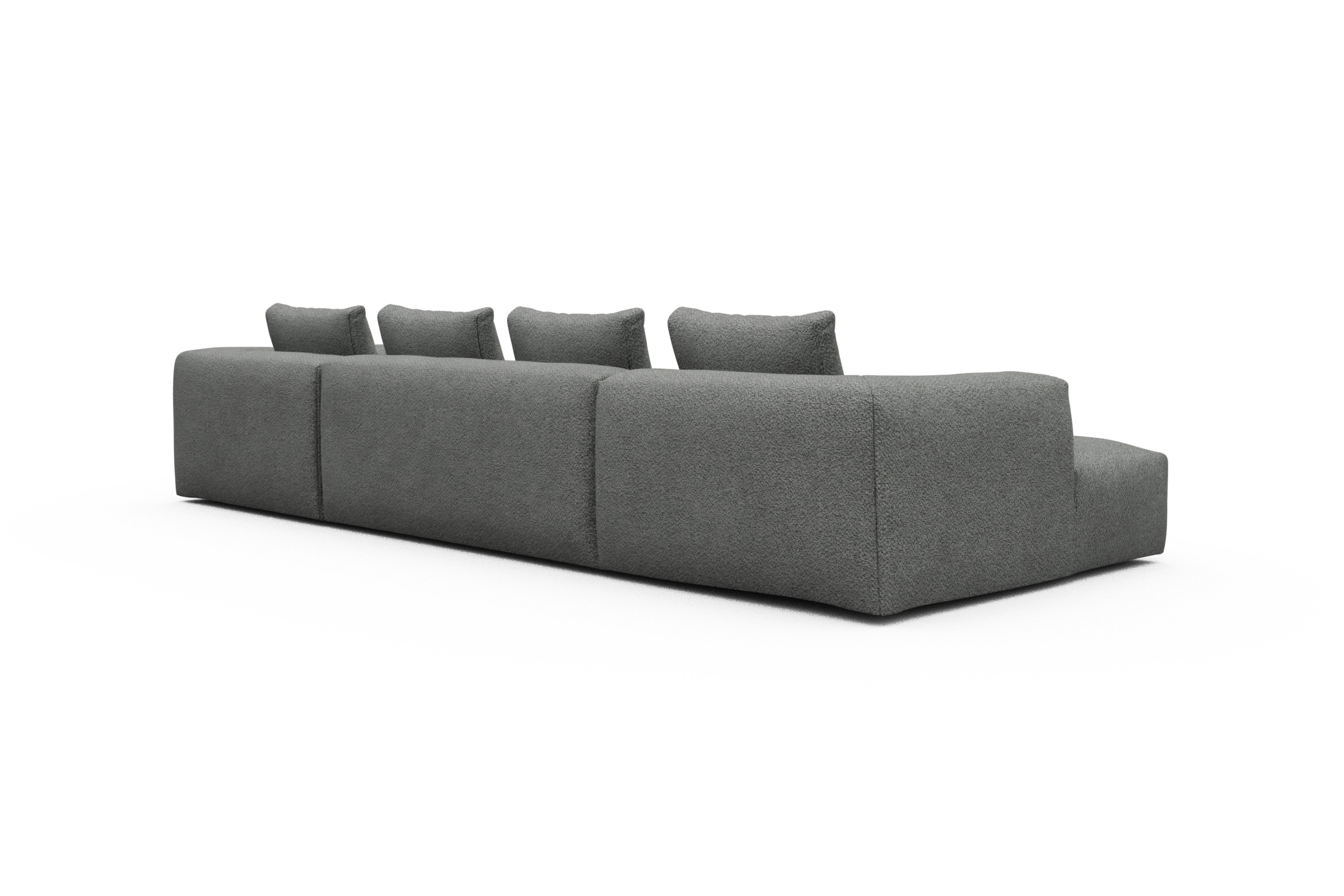 Wohnlandschaft Fred Relax-Ecke rechts mit 2-Sitzer und Chaiselongue links Vanora-Warm-Grey