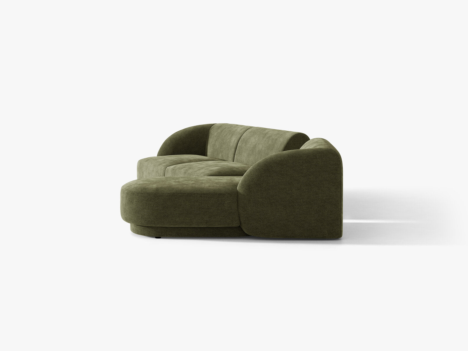 Micadoni Modulares Sofa Miley mit Recamiere 3-Sitzer Rechts Chenille Eden Grün