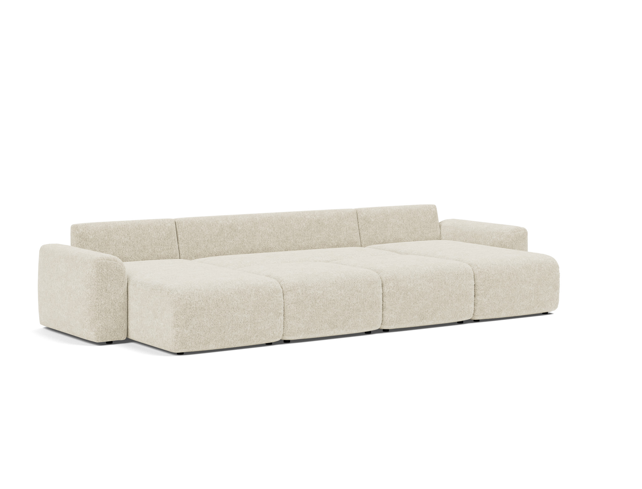 Schlafsofa Norum U-Form mit Chunky-Armlehnen Strukturierter Stoff Taura 357-Off-White