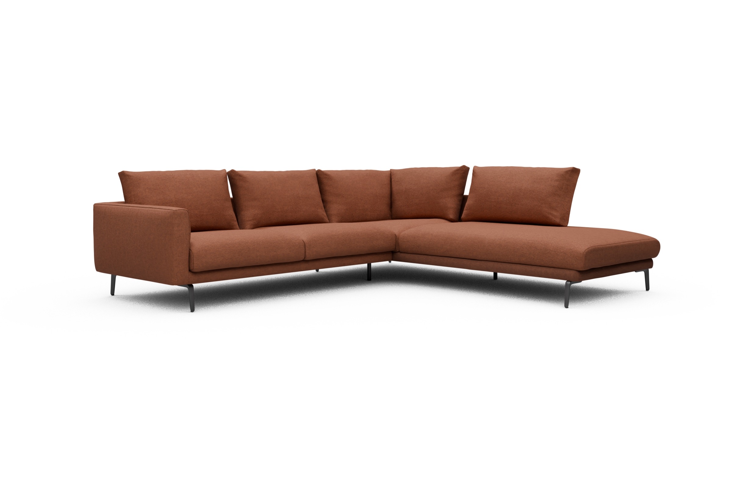 Ecksofa Karl Relax-Ecke rechts mit 2,5-Sitzer Weda-Rust
