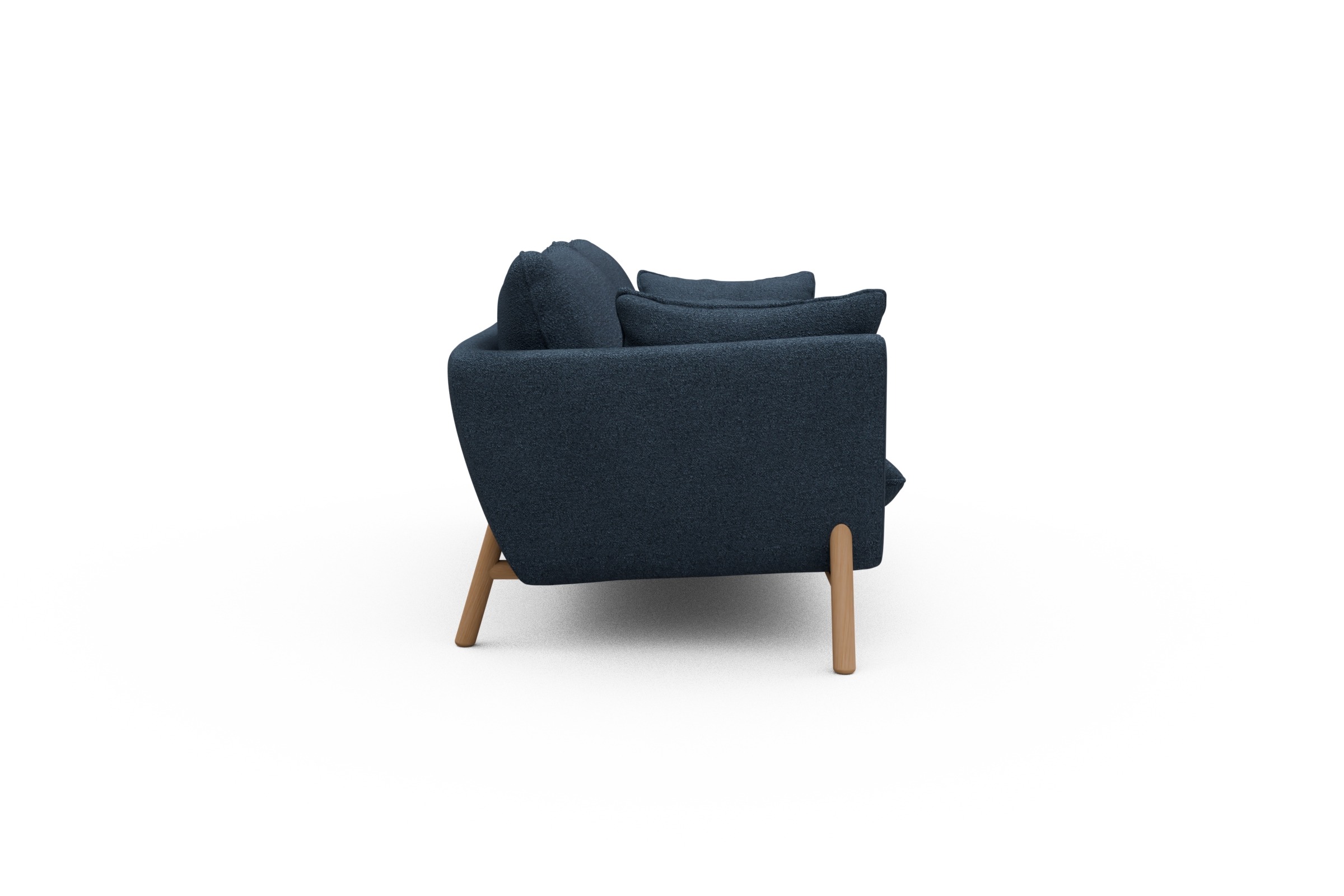 Sofa Emil 2-Sitzer Beinfarbe Eiche Natur Boucle-Blue
