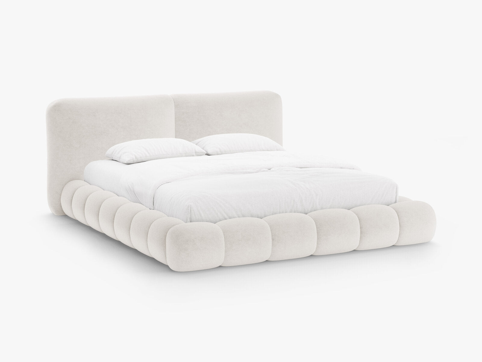 Micadoni Stauraumbett mit Kopfteil Solange Chenille Perfect Harmony Helles Beige 180x200