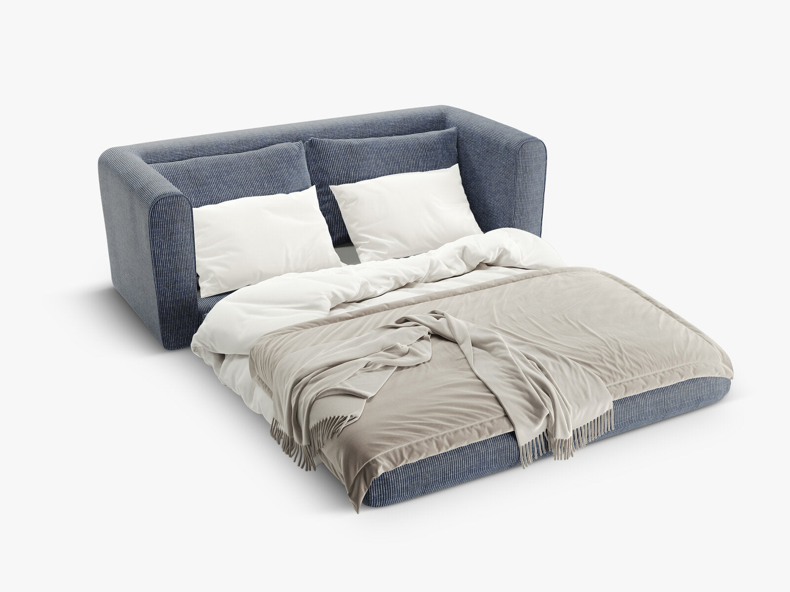 Micadoni Sofa Lido 2-Sitzer Strukturierter Stoff Blau Melange