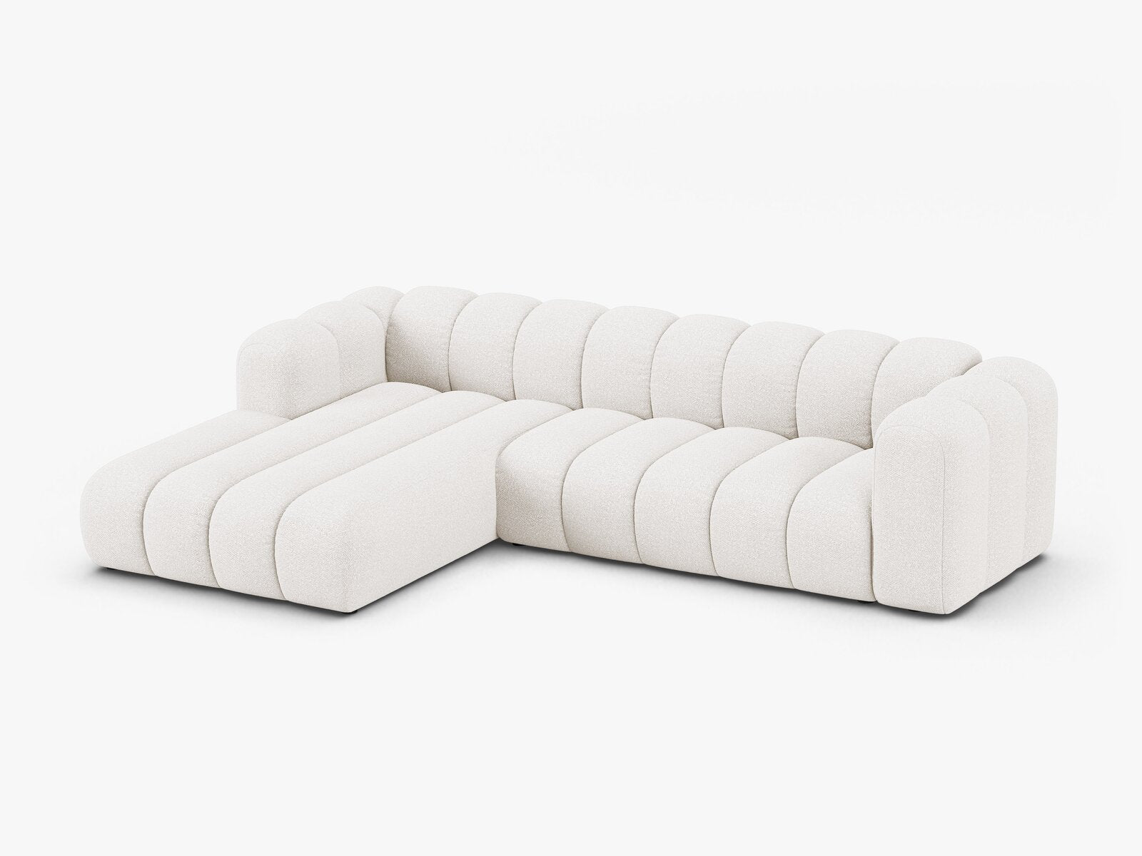 Micadoni Modulares Ecksofa Lupine 4-Sitzer Links Boucle Baloo Weiß