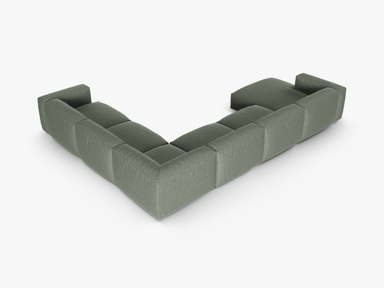 Micadoni modulares Ecksofa XL Martina 6-Sitzer 90cm Sitztiefe Rechts Strukturierter Stoff Boston Moßgrün