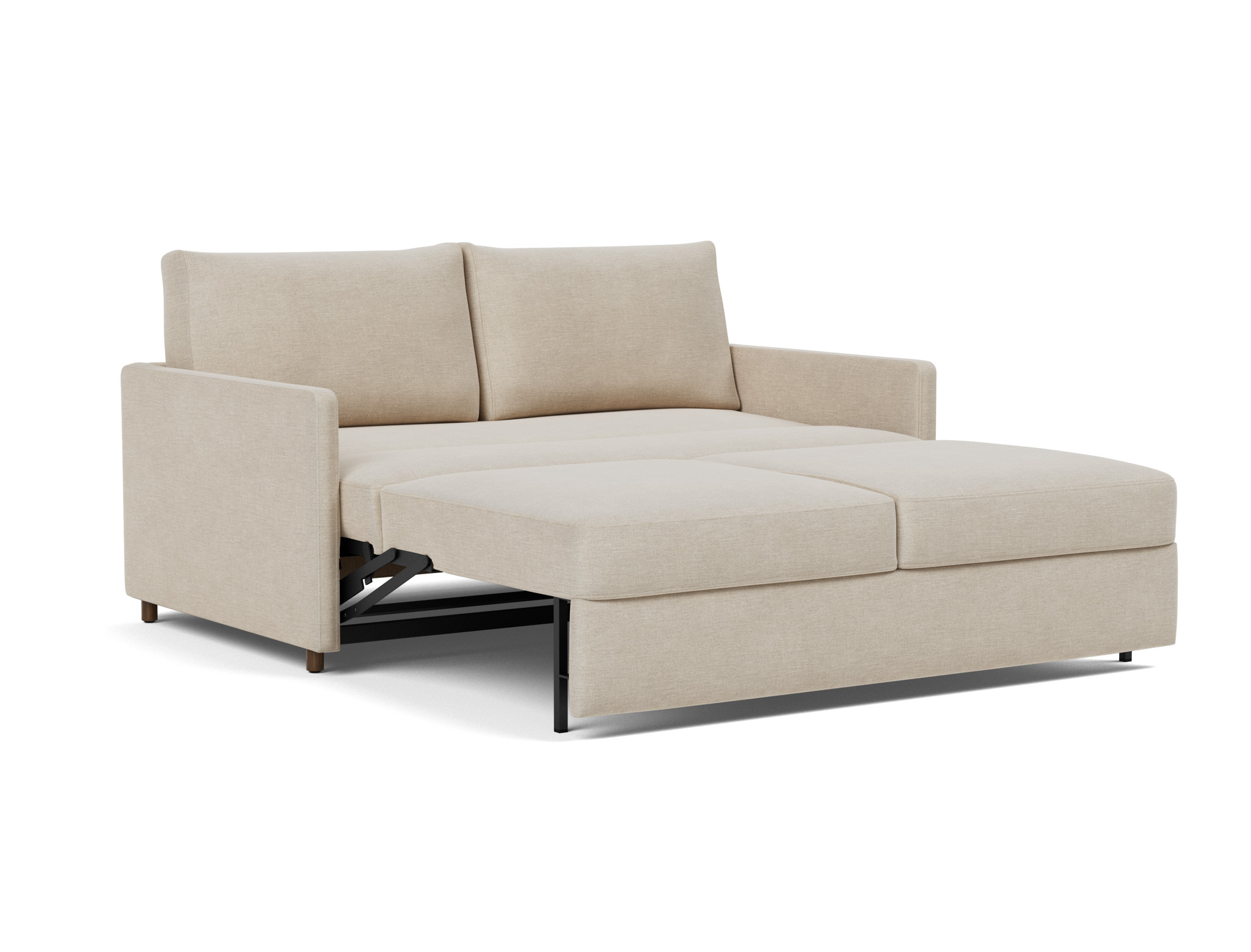 Schlafsofa Neah mit Slim-Armlehnen 160 Flachgewebe Phobos 586-Latte